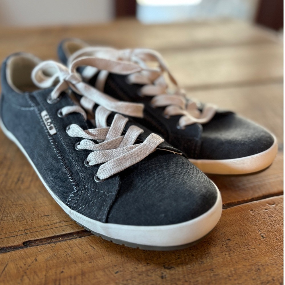 Taos Star Womens Charcoal Gray Wash Canvas Casual Lace Up‎ Sneakers Size 9